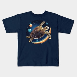 Sea Turtle in Outer Space Kids T-Shirt